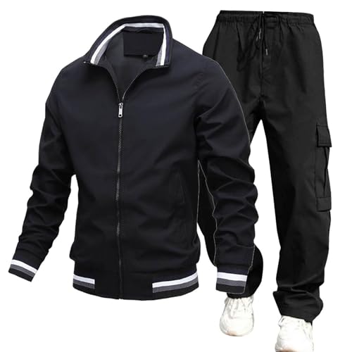 Famzuneu jogginganzug grau herren baggy, Jogginganzug Herren 3xl Gym Jogginganzug Freizeitanzug Set Y2k Retro Sportanzug Trainingsanzüge Ohne Kapuze Baggy Warm Activewear Tracksuit von Famzuneu