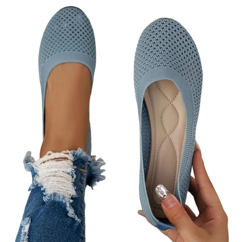 Famzuneu radschuhe damen, Damen Ballerinas Weite H Sportliche Dirndl Schuhe Elegant Flache Trachtenschuhe Sommerschuhe Weiche Sommer Ballettschuhe zum Kleid Barfußschuhe Mädchen, Grau, 40 von Famzuneu