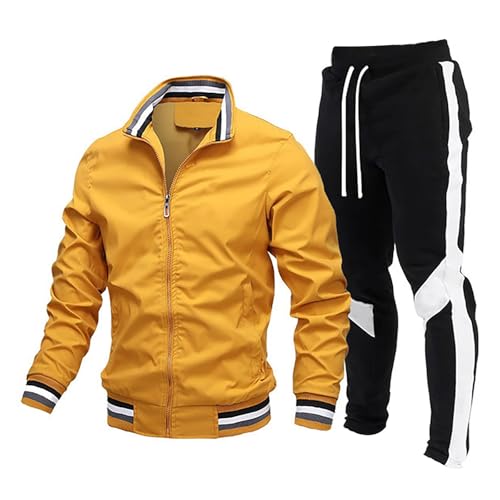 Famzuneu sport set herren ohne kapuze, Jogginganzug Herren Grau Retro Jogging Anzug Tracksuit Set Ohne Kapuze Gym Streatwear Jogginganzug Zweiteiler Y2k Baumwolle Trainingsanzüge Freizeitanzug von Famzuneu