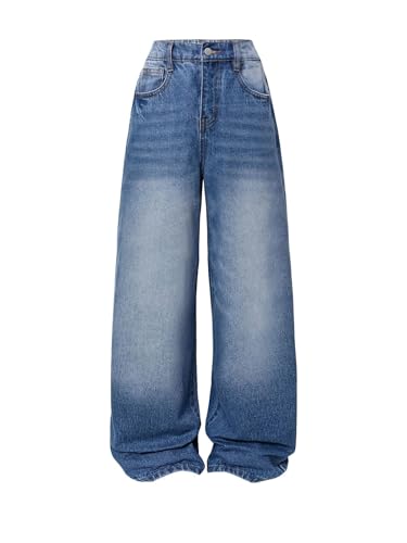 Jeans mädchen 152 weit, Jeans Teenager Mädchen Baggy Mode Jeanshosen Outdoorhose Cargo Straight Jogginghose Freizeithose mit Gummizug Lang Streetwear Klamotten Hip Hop Breite Pants Cargohose von Famzuneu