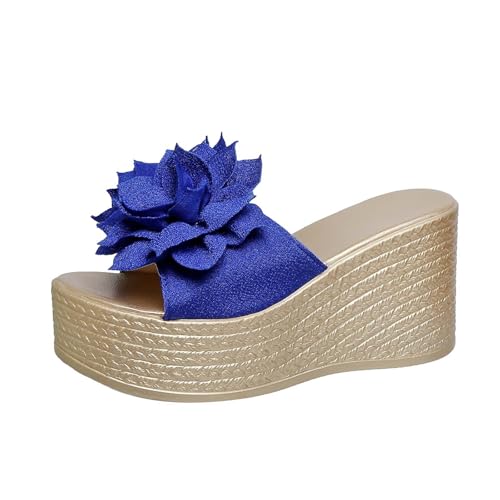 Plateau Sandalen Damen schwarz Glitzer, Hallux valgus Schuhe, Hausschuhe Sommermode High Heel Sandal en Bequem Leicht Trendy Freizeit Strandurlaub Schuhe, 40 von Famzuneu
