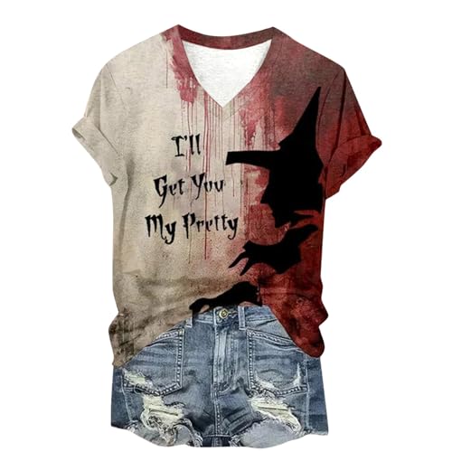 Problem Gelöst Print Halloween Tshirt Damen I'm Fine Blood Kurzarm V-Ausschnitt T Shirt mit Blutigem Bedrucktes Shirts Blut Verletzung Halloween-Kostüm Horror Leicht T-Shirt Tops Oberteil Problem Gelöst Print Halloween Tshirt Damen I'm Fine Blood Kurzarm V-Ausschnitt T Shirt mit Blutigem Bedrucktes Shirts Blut Verletzung Halloween-Kostüm Horror Leicht T-Shirt Tops Oberteil von Famzuneu
