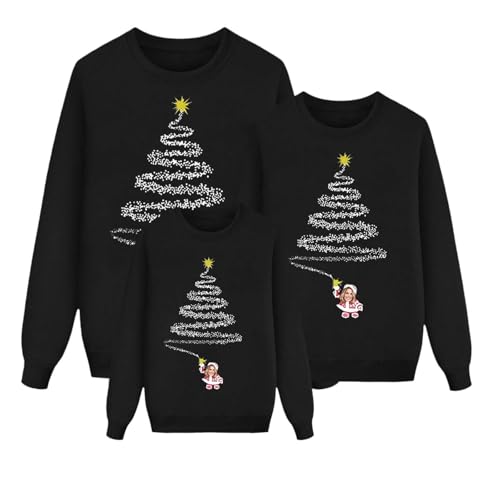 Weihnachtspullover Personalisierte Weihnachtspullover Familie Set Damen Herren Kinder Lustig Individuelle Weihnachtspulli mit Gesichtsfotos Ugly Christmas Sweatshirt Partner Weihnachten Pullover von Famzuneu