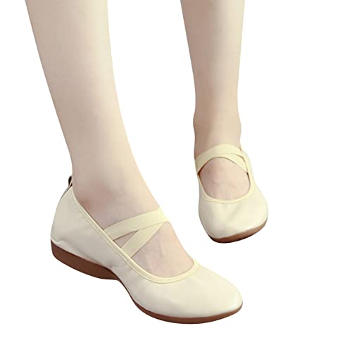 ballerinas damen schwarz weite h, Dirndl Schuhe Damen Sportliche zum Kleid Tanzschuhe Bequem Leichte Ballerinas Gymnastikschuhe Weiche Ballerina Sommerschuhe Sommer Barfußschuhe Mädchen, Weiß, 37 von Famzuneu
