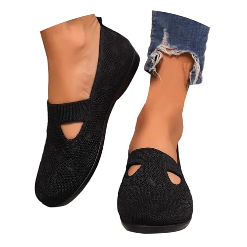 barfußschuhe leder damen, Damen Ballerinas Bequem Ballerina Sportliche Tanzschuhe Gymnastikschuhe Mittelalter zum Kleid Sommerschuhe Weiche Trachtenschuhe Elegant Barfußschuhe Mädchen, Schwarz, 38 von Famzuneu