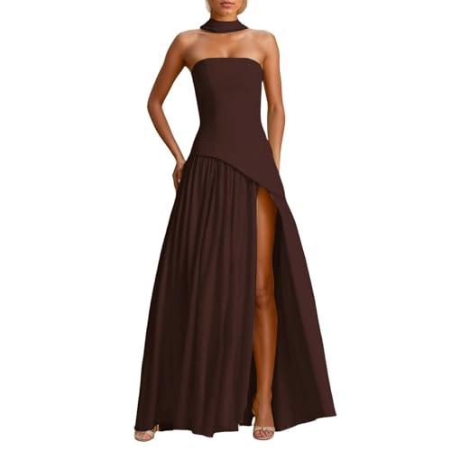 boho kleid damen kurzarm, festliches kleid damen lang, Sommerkleid Damen Abendkleid Elegantes Trägerloses Kleid für Hochzeiten Partys Cocktailabende Formelle Veranstaltungen Frühling Sommer Reine von Famzuneu