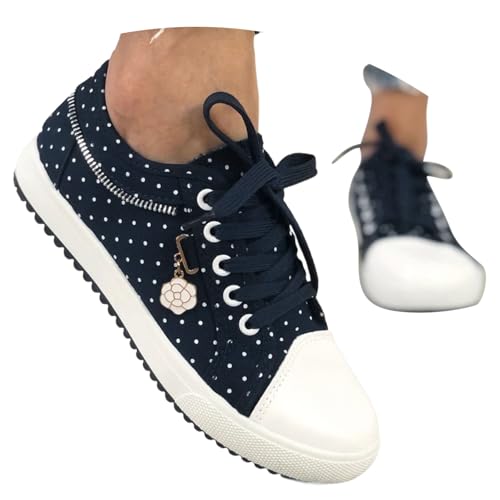 braut, Trachten Sneaker Damen Spitzen Flach Trachtenschuhe Dirndl Schuhe Mesh Atmungsaktive Turnschuhe Elegant Bequem Stoffschuhe Oktoberfest Outdoor Brautschuhe Hochzeitsschuhe Dunkelblau 43 von Famzuneu