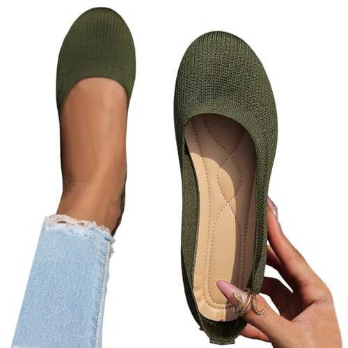 damen ballerinas weite h, Ballerina Schuhe Damen Elegant Mittelalter Weiche Sommerschuhe Ballerinas Sommer Leichte Tanzschuhe Ballettschuhe Weite H Trachtenschuhe Flache Damenschuhe Mädchen, Grün, 39 von Famzuneu