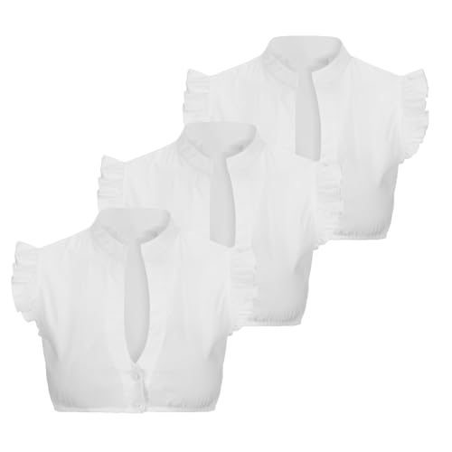 dirndlbluse flügelärmel weiß, 3er Pack Dirndl Bluse Damen Flügelärmel Schwarz Weiß Dirndlbluse Kurzarm Spitze Trachtenbluse Sexy V Ausschnitt Spitzenbluse Dirndlblusen Trachten Oktoberfest Weiß XL von Famzuneu