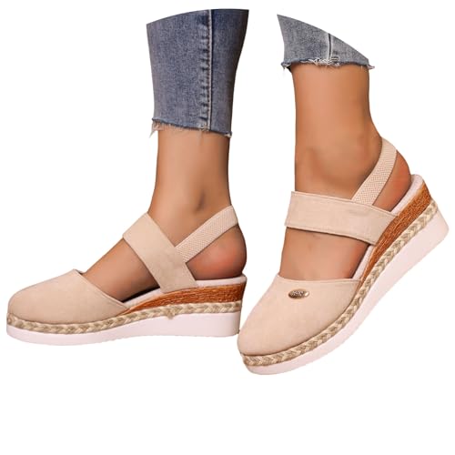 espandrillos damen mit keilabsatz schwarz, Sandalen Vorne Geschlossen Damen Sommer Absatz Schwarz Espadrilles Wedges Keilabsatz Sandaletten Keilschuhe Plateau Keilsandalen Sommerschuhe Weite H Bequem von Famzuneu