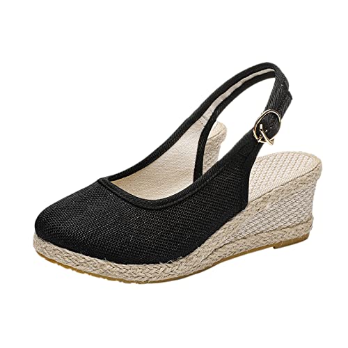 geschlossene sandalen damen, Wedges Damen Keilabsatz Breite Füße Bequem Espadrilles Strandsandalen Sommer Schuhe Sandaletten Plateau Sommerschuhe Keilschuhe Weite H Vorne Geschlossen Keilsandalen von Famzuneu