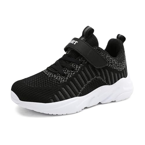 hallenschuhe junge 39 helle sohle, Turnschuhe Jungen Mädchen Sportschuhe Kinder Leicht Mesh Hallenschuhe Sport Schuhe Atmungsaktiv Laufschuhe Flach Dicker Boden Rutschfest Sneaker mit Klettverschluss von Famzuneu