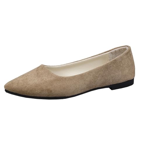 Mary Jane Halbschuhe für Damen, Spitze Ballerinas Damen Wildleder Ballettschuhe Dirndl Schuhe Sportliche Sommer Sommerschuhe zum Kleid Weiche Flache Gymnastikschuhe Bequem Damenschuhe, Khaki, von Famzuneu