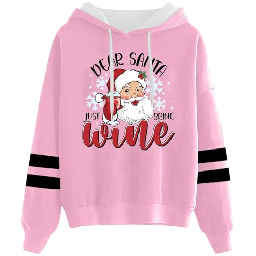oversize hoodie damen weihnachten, Pullover Weihnachten Hoodie Damen Weihnachtspullover 3D Druck Lustig Kapuzenpullover Weihnachts Sweatshirt Langarmshirt Pullover Herbst Winter Festlich Oberteile von Famzuneu