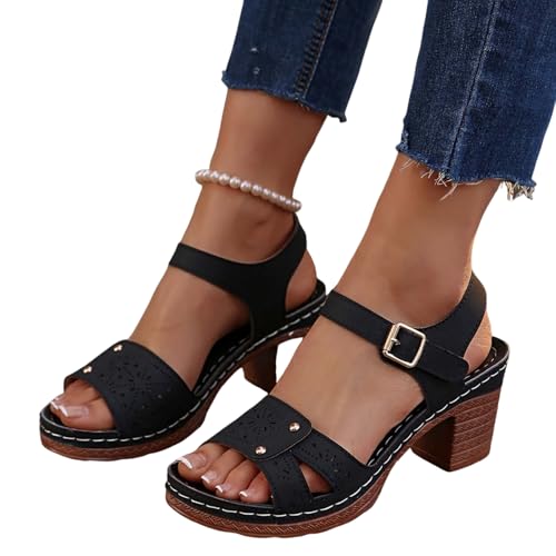 sandalen damen schwarz leder, Sandalen Damen mit Absatz Elegant Sommerschuhe mit Blumen Breite Füße Sandaletten Bequem Offene Zeh Schuhe Damensandalen Festliche Damenschuhe Sommer, Schwarz, 40 sandalen damen schwarz leder, Sandalen Damen mit Absatz Elegant Sommerschuhe mit Blumen Breite Füße Sandaletten Bequem Offene Zeh Schuhe Damensandalen Festliche Damenschuhe Sommer, Schwarz, 40 von Famzuneu