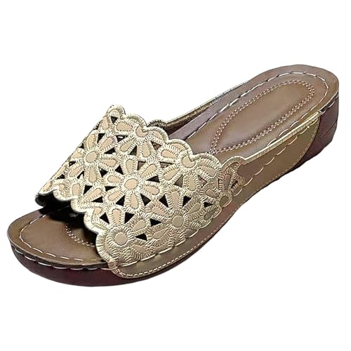 sandaletten damen flach, Sandalen Damen Sommer Elegant Offen Keilsandalen Schuhe Keilabsatz Bequem Plateauschuhe Sommerschuhe High Heels Platform Keilsandaletten Wedges Damensandalen Hausschuhe Frauen von Famzuneu