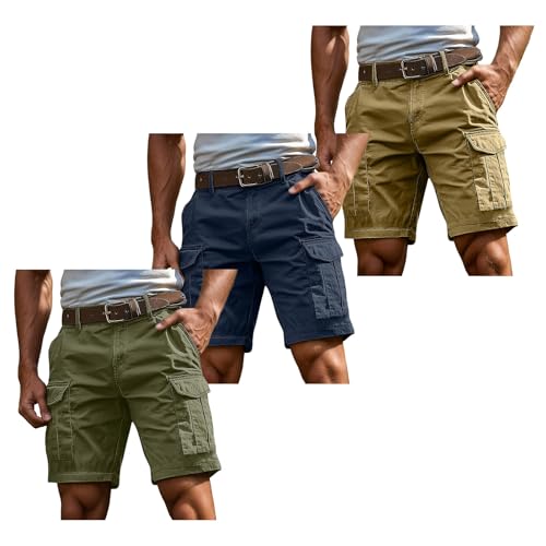 shorts herren sommer stretch, 3er Pack Cargo Shorts Herren Kurz Hosen Cargohose mit Reißverschluss und Knopf Mehrere Taschen Arbeitshosen Männer Sommer Bermuda Shorts Geschnittene Outdoorhose XXL shorts herren sommer stretch, 3er Pack Cargo Shorts Herren Kurz Hosen Cargohose mit Reißverschluss und Knopf Mehrere Taschen Arbeitshosen Männer Sommer Bermuda Shorts Geschnittene Outdoorhose XXL von Famzuneu