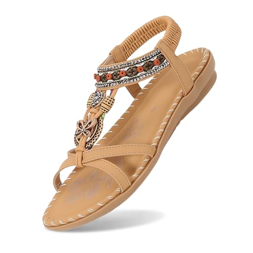 wandersandalen damen schwarz, schlupfschuhe damen, Sandalen Damen Sommer Bequeme Zehentrenner Flache Orthopädische Sandaletten Mit Fußbett Atmungsaktiv Boho Style Freizeitschuhe Für Strand Urlaub wandersandalen damen schwarz, schlupfschuhe damen, Sandalen Damen Sommer Bequeme Zehentrenner Flache Orthopädische Sandaletten Mit Fußbett Atmungsaktiv Boho Style Freizeitschuhe Für Strand Urlaub von Famzuneu