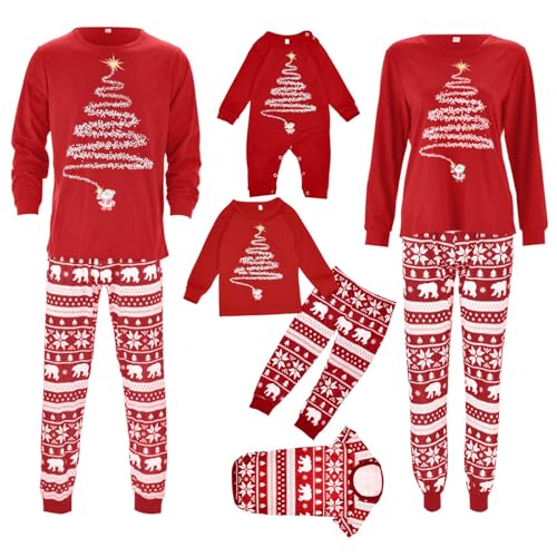 weihnachts schlafanzug paare, Weihnachts Pyjama Family Set Schlafanzug Weihnachten Partner Damen Herren Kinder Weihnachtspyjama Jungen Mädchen Rundhals Familien Outfit Set Matching Pyjamas von Famzuneu