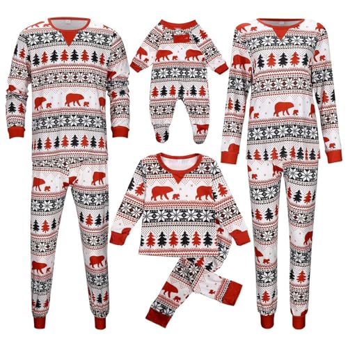 weihnachtsoutfit familie mit baby, Weihnachts Pyjama Family Set Schlafanzug Weihnachten Partner Damen Herren Kinder Weihnachtspyjama Jungen Mädchen Rundhals Familien Outfit Set Matching Pyjamas von Famzuneu