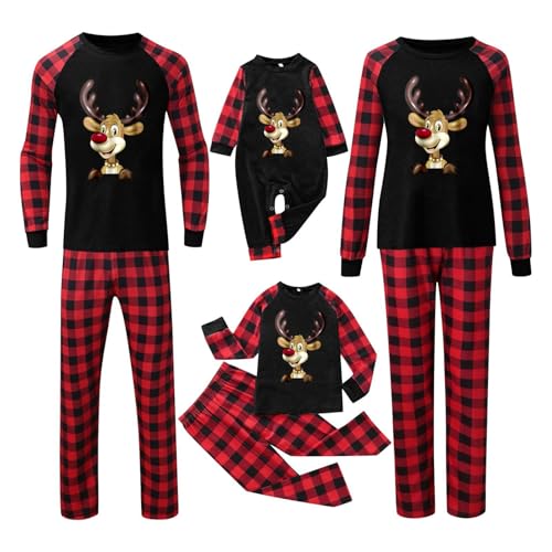 weihnachtspyjama herren, Weihnachtspyjama Familie Set Weihnachten Pyjama Schlafanzug Partner Damen Herren Kinder Weihnachtspyjama Jungen Mädchen Rundhals Familien Outfit Set Matching Pyjamas von Famzuneu