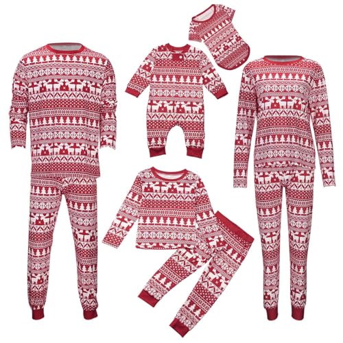 weihnachtsschlafanzüge familie, Weihnachts Pyjama Family Set Schlafanzug Weihnachten Partner Damen Herren Kinder Weihnachtspyjama Jungen Mädchen Rundhals Familien Outfit Set Matching Pyjamas von Famzuneu