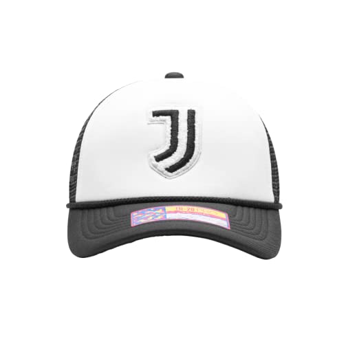 Fan Ink Juventus 'Scout' verstellbare Trucker Snapback Fußballkappe/Kappe | Weiß/Schwarz, 12 Stück., Einheitsgröße von Fan Ink