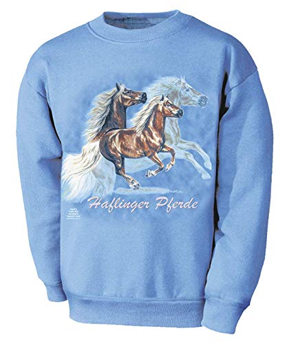 Fan-O-Menal Textilien Kinder Sweatshirt mit Pferdemotiv - Haflinger Asterix - 08668 blau - ©Kollektion Bötzel - Gr.110-164 Größe 134/146 von Fan-O-Menal Textilien