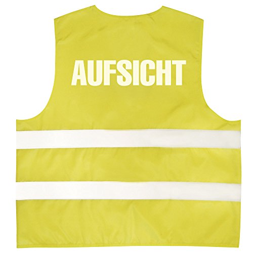 Fan-O-Menal Textilien Warnweste mit Aufdruck - AUFSICHT - 10322 versch. Farben Gr. S-4XL Farbe gelb, Größe 2XL von Fan-O-Menal Textilien
