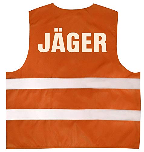 Fan-O-Menal Textilien Warnweste mit Aufdruck - JÄGER - 11558 versch. Farben Gr. S-4XL Farbe Orange, Größe 2XL von Fan-O-Menal Textilien