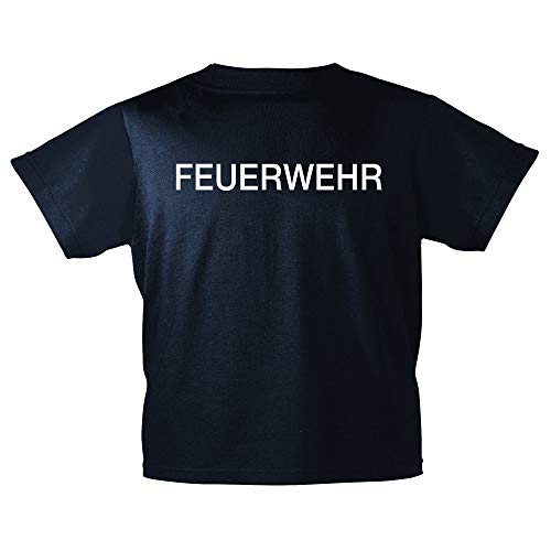 Kinder T-Shirt Brust- und Rückendruck - Feuerwehr - 12718 Marineblau - Gr. 98-164 Größe 134/146 von Fan-O-Menal Textilien