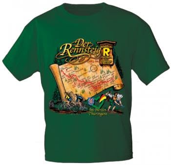 T-Shirt mit Print - Der Rennsteig - 09335 grün - Gr. S-2XL Größe XXL von Fan-O-Menal Textilien