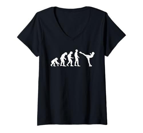 Damen Evolution des patineurs Graphique humoristique T-Shirt mit V-Ausschnitt Damen Evolution des patineurs Graphique humoristique T-Shirt mit V-Ausschnitt von Fan d'évolution patinage humour visuel
