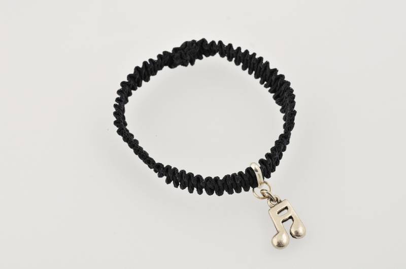 Armband Schwarz Elastiert Mit Charm "Note Der Musik" von Fan2perles