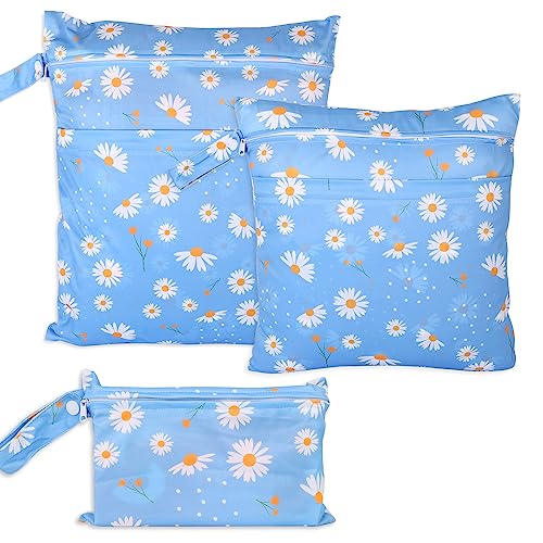 XYD3PC, 3 x Baby-Trockenwindeltaschen für nasse und trockene Babys, Blaue Gänseblümchen, Nass- und Trockentaschen XYD3PC, 3 x Baby-Trockenwindeltaschen für nasse und trockene Babys, Blaue Gänseblümchen, Nass- und Trockentaschen von FanChose