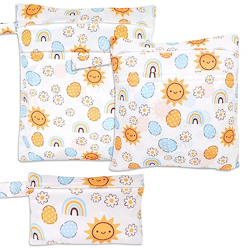 XYD3PC, 3 x Baby-Trockenwindeltaschen für nasse und trockene Babys, Regenbogen-Sonne, Nass- und Trockentaschen XYD3PC, 3 x Baby-Trockenwindeltaschen für nasse und trockene Babys, Regenbogen-Sonne, Nass- und Trockentaschen von FanChose