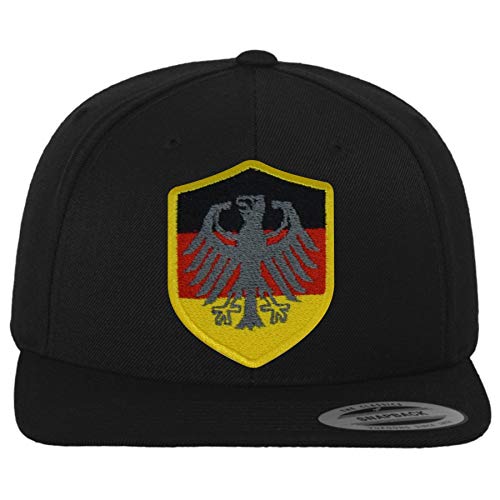 FanShirts4u Classic Snapback DEUTSCHLAND/ADLER mit Wappen Baseball Cap GERMANY (schwarz/Wappen gelb) von FanShirts4u