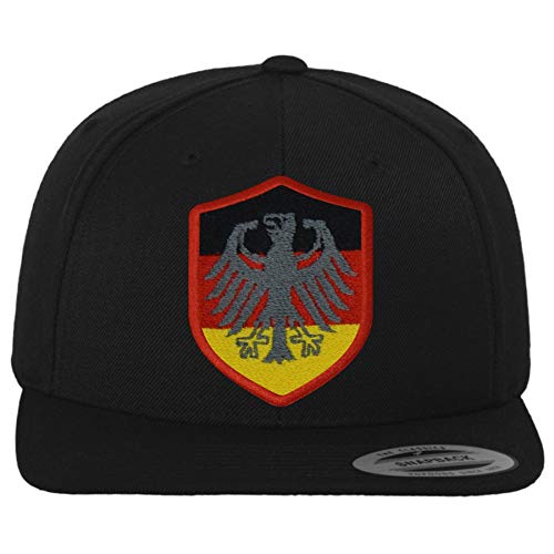 FanShirts4u Classic Snapback DEUTSCHLAND/ADLER mit Wappen Baseball Cap GERMANY (schwarz/Wappen rot) von FanShirts4u