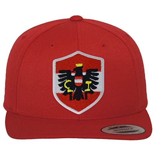 FanShirts4u Classic Snapback ÖSTERREICH mit Wappen Baseball Cap AUSTRIA (rot/Wappen weiß) von FanShirts4u