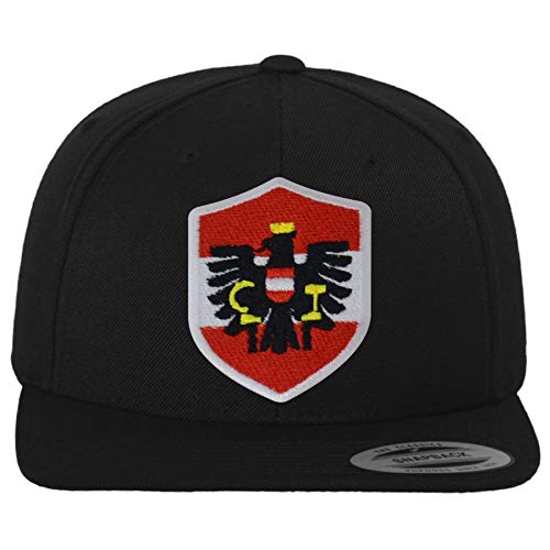 FanShirts4u Classic Snapback ÖSTERREICH mit Wappen Baseball Cap AUSTRIA (schwarz/Wappen weiß) von FanShirts4u