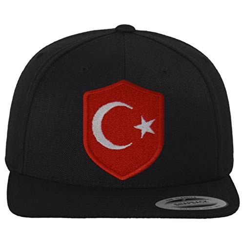 FanShirts4u Classic Snapback TÜRKEI mit Wappen Baseball Cap (schwarz/Wappen rot) von FanShirts4u
