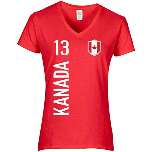 FanShirts4u Damen Fan-Shirt Trikot Jersey - Kanada/Canada - T-Shirt inkl. Druck Wunschname u. Nummer WM (XL, Kanada-rot) von FanShirts4u