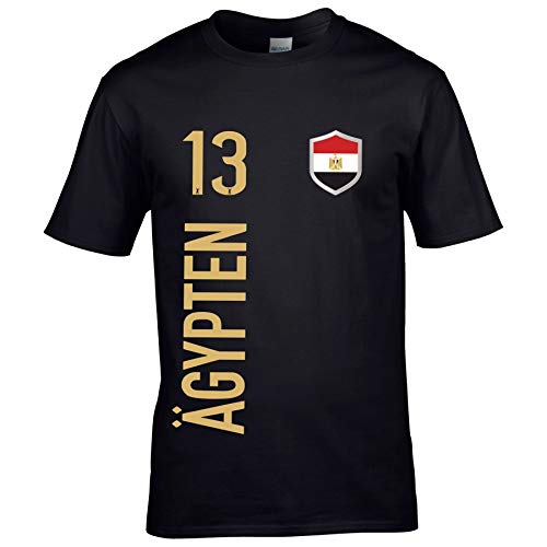 FanShirts4u Herren Fan-Shirt Jersey Trikot - ÄGYPTEN/Egypt - T-Shirt inkl. Druck Wunschname & Nummer WM (S, ÄGYPTEN/schwarz) von FanShirts4u