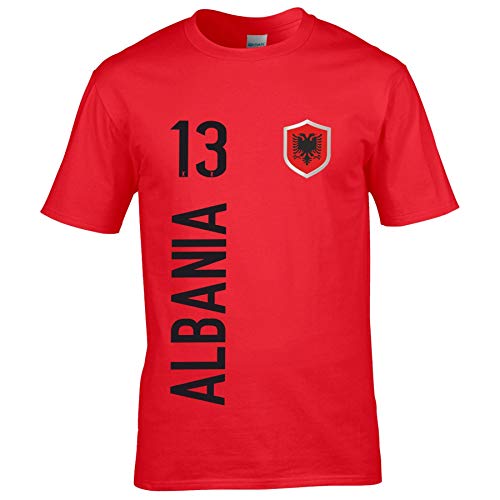FanShirts4u Herren Fan-Shirt Jersey Trikot - ALBANIEN/Albania/SHQIPËRISË - T-Shirt inkl. Druck Wunschname & Nummer WM EM (5XL, Albania/rot) von FanShirts4u