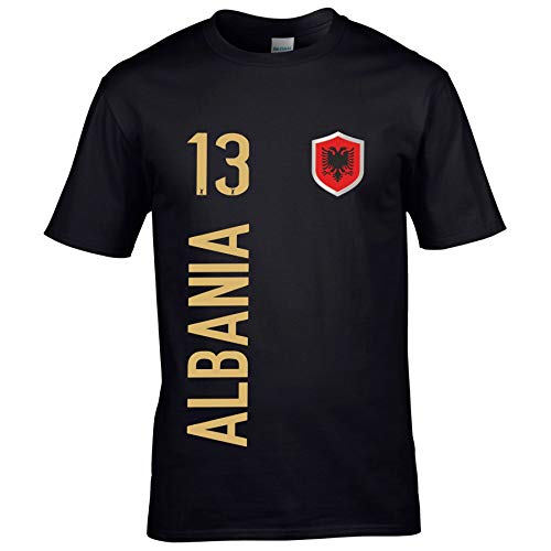 FanShirts4u Herren Fan-Shirt Jersey Trikot - ALBANIEN/Albania/SHQIPËRISË - T-Shirt inkl. Druck Wunschname & Nummer WM EM (L, Albania/schwarz) von FanShirts4u