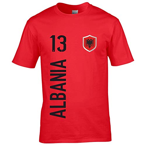 FanShirts4u Herren Fan-Shirt Jersey Trikot - ALBANIEN/Albania/SHQIPËRISË - T-Shirt inkl. Druck Wunschname & Nummer WM EM (M, Albania/rot) von FanShirts4u