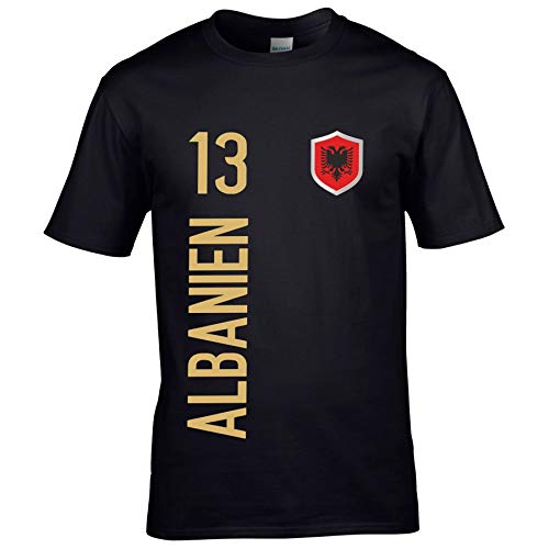 FanShirts4u Herren Fan-Shirt Jersey Trikot - ALBANIEN/Albania/SHQIPËRISË - T-Shirt inkl. Druck Wunschname & Nummer WM EM (XXL, ALBANIEN/schwarz) von FanShirts4u