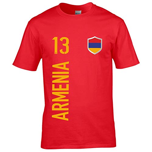 FanShirts4u Herren Fan-Shirt Jersey Trikot - ARMENIEN/Armenia - T-Shirt inkl. Druck Wunschname & Nummer WM EM (XL, Armenia/rot) von FanShirts4u