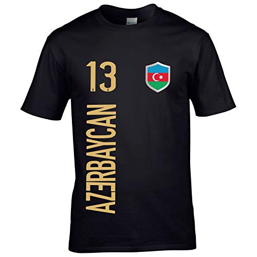 FanShirts4u Herren Fan-Shirt Jersey Trikot - ASERBAIDSCHAN - T-Shirt inkl. Druck Wunschname & Nummer WM EM (M, AZERBAYCAN/schwarz) von FanShirts4u