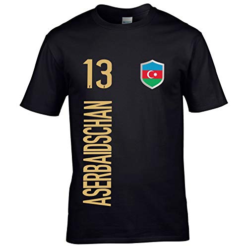 FanShirts4u Herren Fan-Shirt Jersey Trikot - ASERBAIDSCHAN - T-Shirt inkl. Druck Wunschname & Nummer WM EM (S, ASERBAIDSCHAN/schwarz) von FanShirts4u